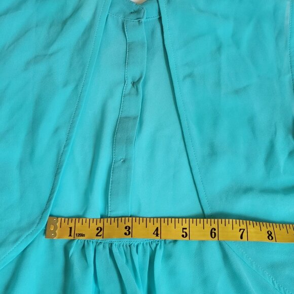 Andree Large women turquoise sheer shirt beadwork on color - Picture 12 of 16
